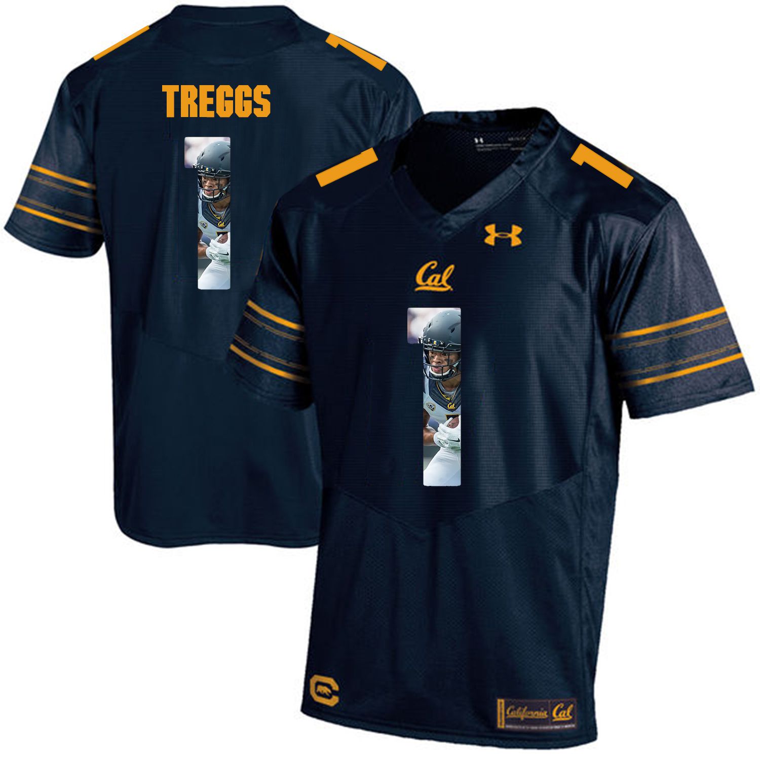 Men California Golden Bears #1 Bryce Treggs Dark blue Customized NCAA Jerseys1->customized ncaa jersey->Custom Jersey